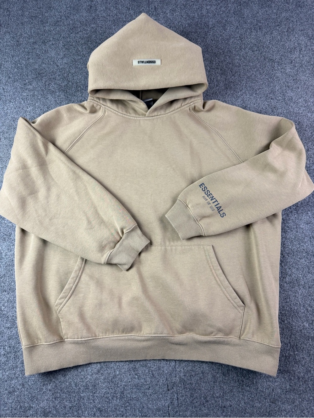 Fear Of God Essentials Mens 100% Cotton Long Sleeve Pullover Hoodie Size M Beige